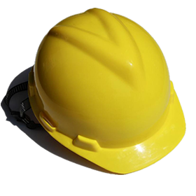 A yellow safety helmet with V-guard