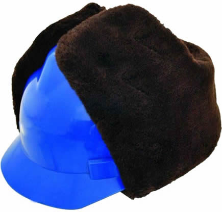 A blue safety helmet with detachable ear & neck protector